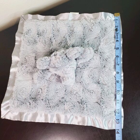 Cloud Island Gray Swirl Rosette Elephant Plush Lovey Security Blanket Satin - Picture 5 of 12